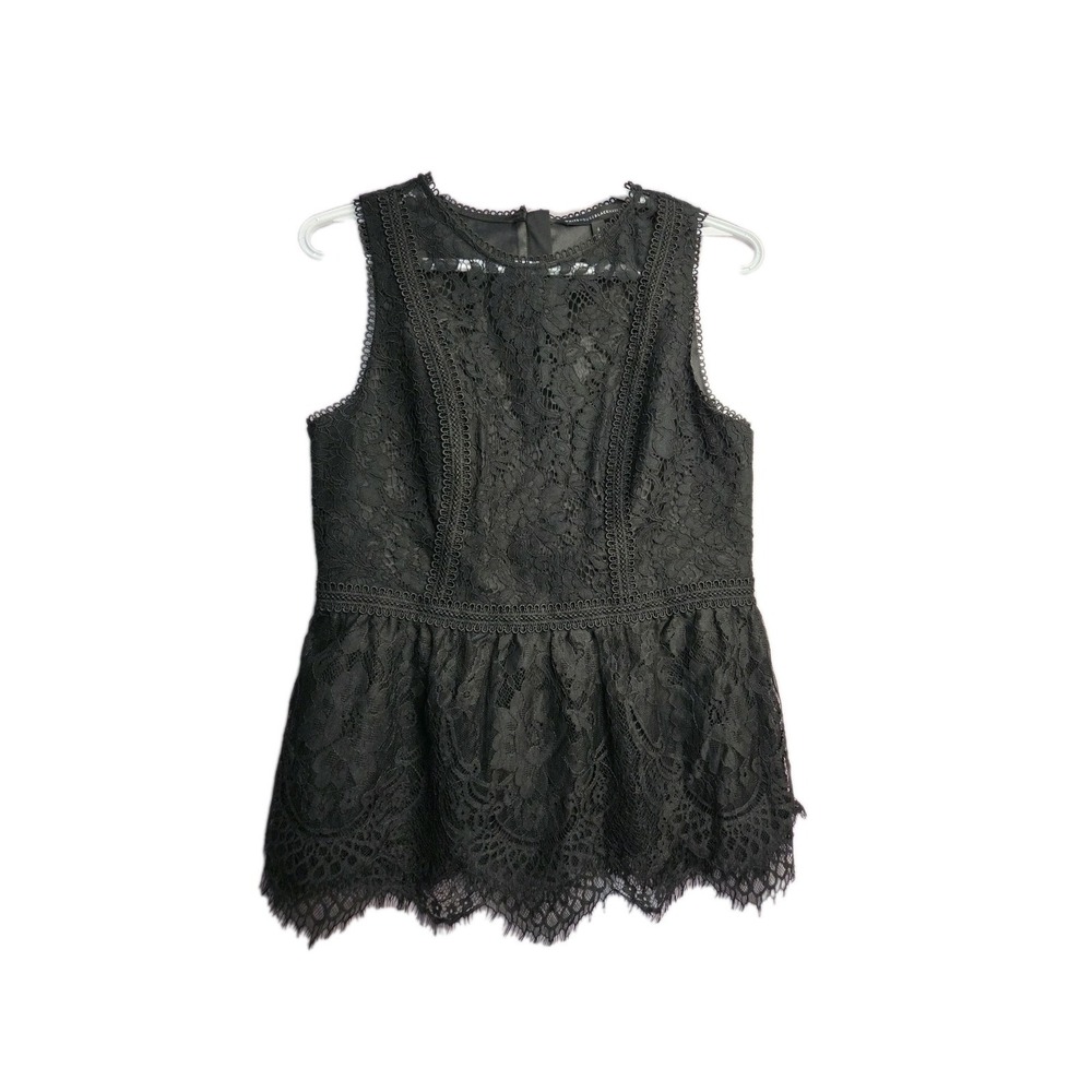 WHITE HOUSE BLACK MARKET Black Peplum Dark Feminine Sleeveless Chic Top Sz 4